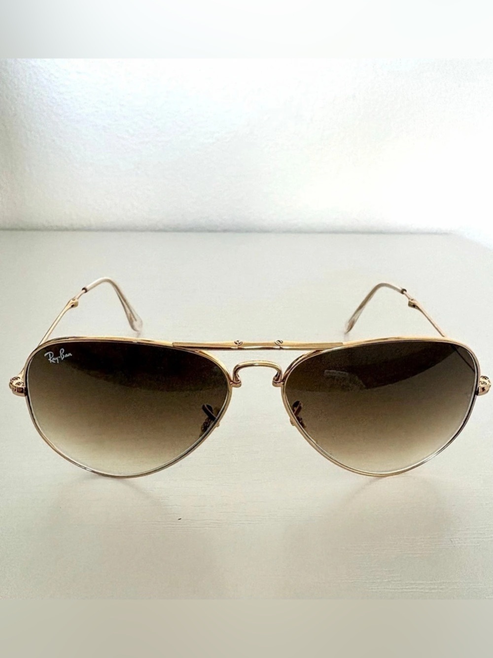 Ray-Ban Folding Aviator Sunglasses Gold-Brown Gradient RB3479 58mm EUC No Case
